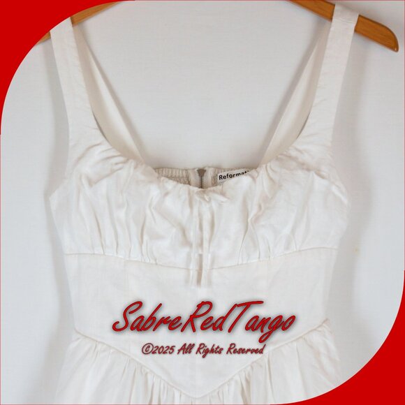 EUC Reformation Petites Balia Linen Dress Midi Sundress Women's 2P White - Picture 2 of 6